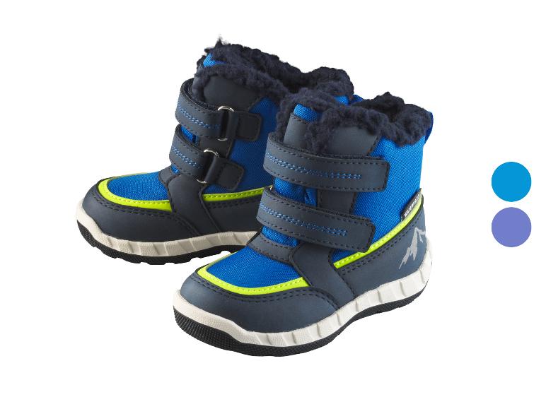 Bottes d'hiver bleues pour enfants avec détails jaunes et fermeture velcro