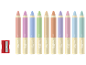 Crayons Crelando pastel 3 en 1 et taille-crayon.