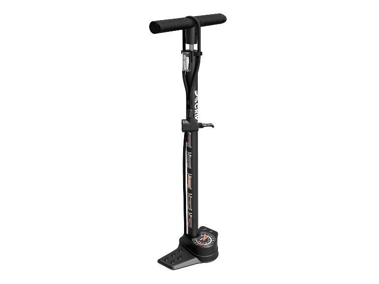 Pompe à vélo noire avec manomètre et tuyau