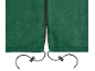 Détail d'une housse de protection verte avec fermeture éclair et cordon réglable.