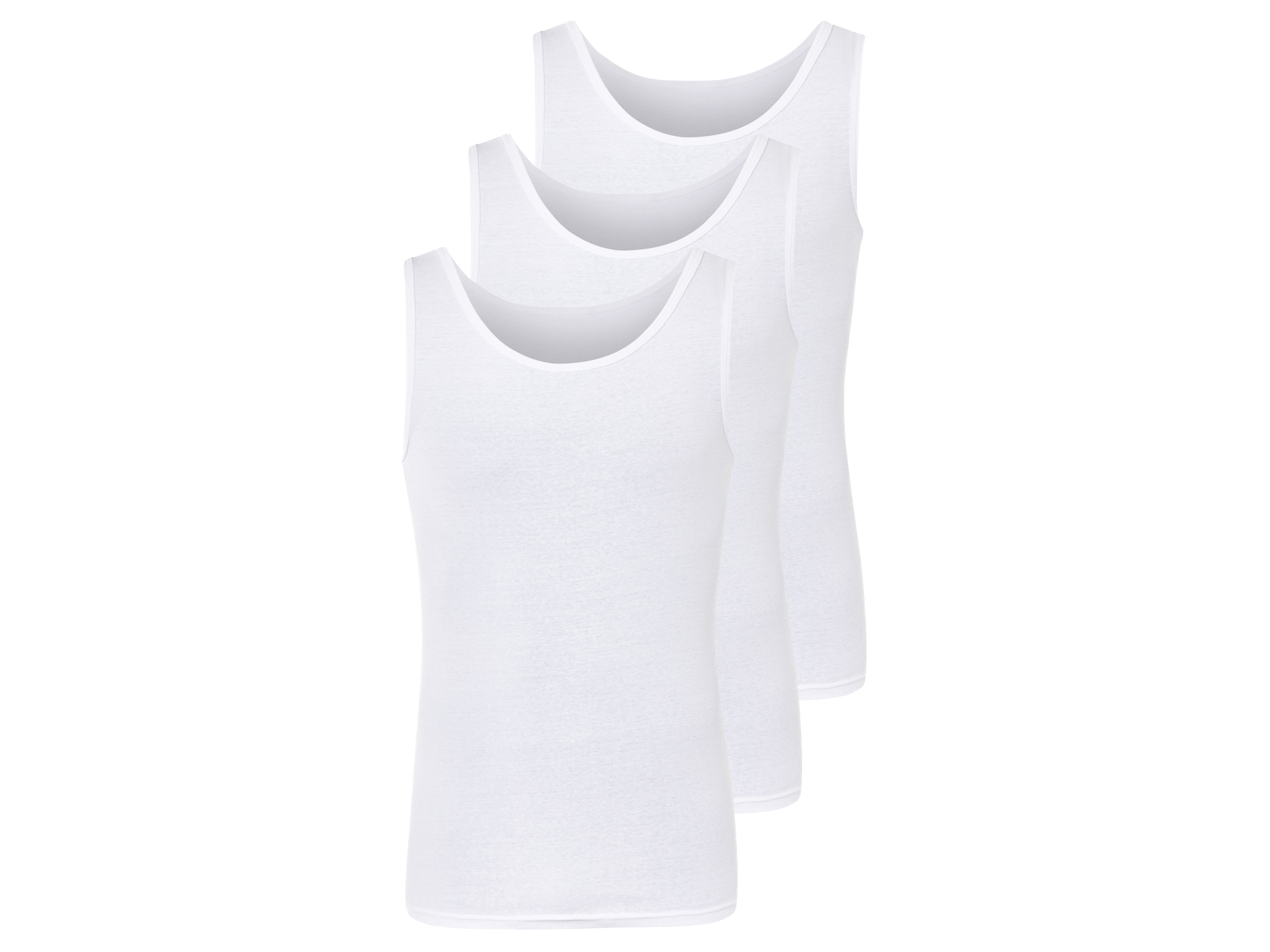 LIVERGY® Lot de 3 débardeurs côtelés homme (blanc, S)