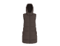 Gilet matelassé long pour femme en marron avec capuche