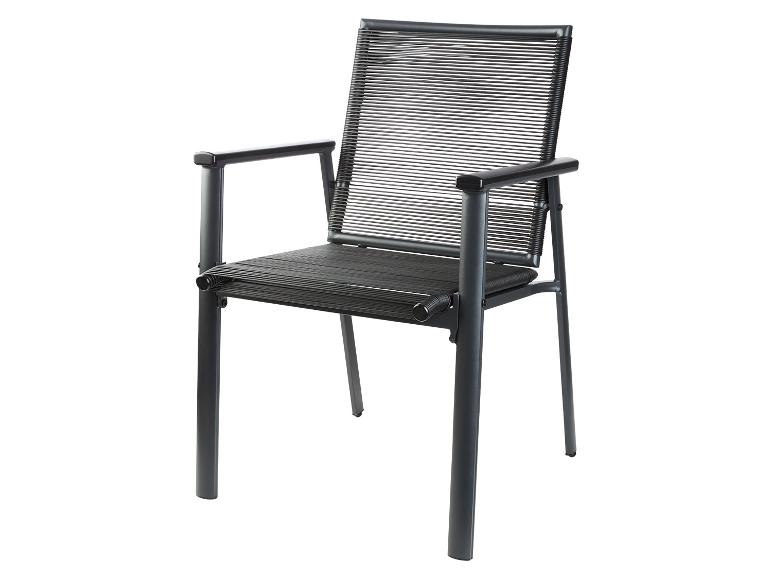 Chaise de jardin noire avec accoudoirs et assise tressée
