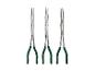 Trois pinces à bec long avec poignées vertes sur fond blanc