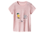 T-shirt rose Peanuts avec Snoopy jouant au baseball.