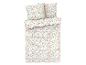 Parure de lit fleurie : housse de couette et taies d'oreiller.