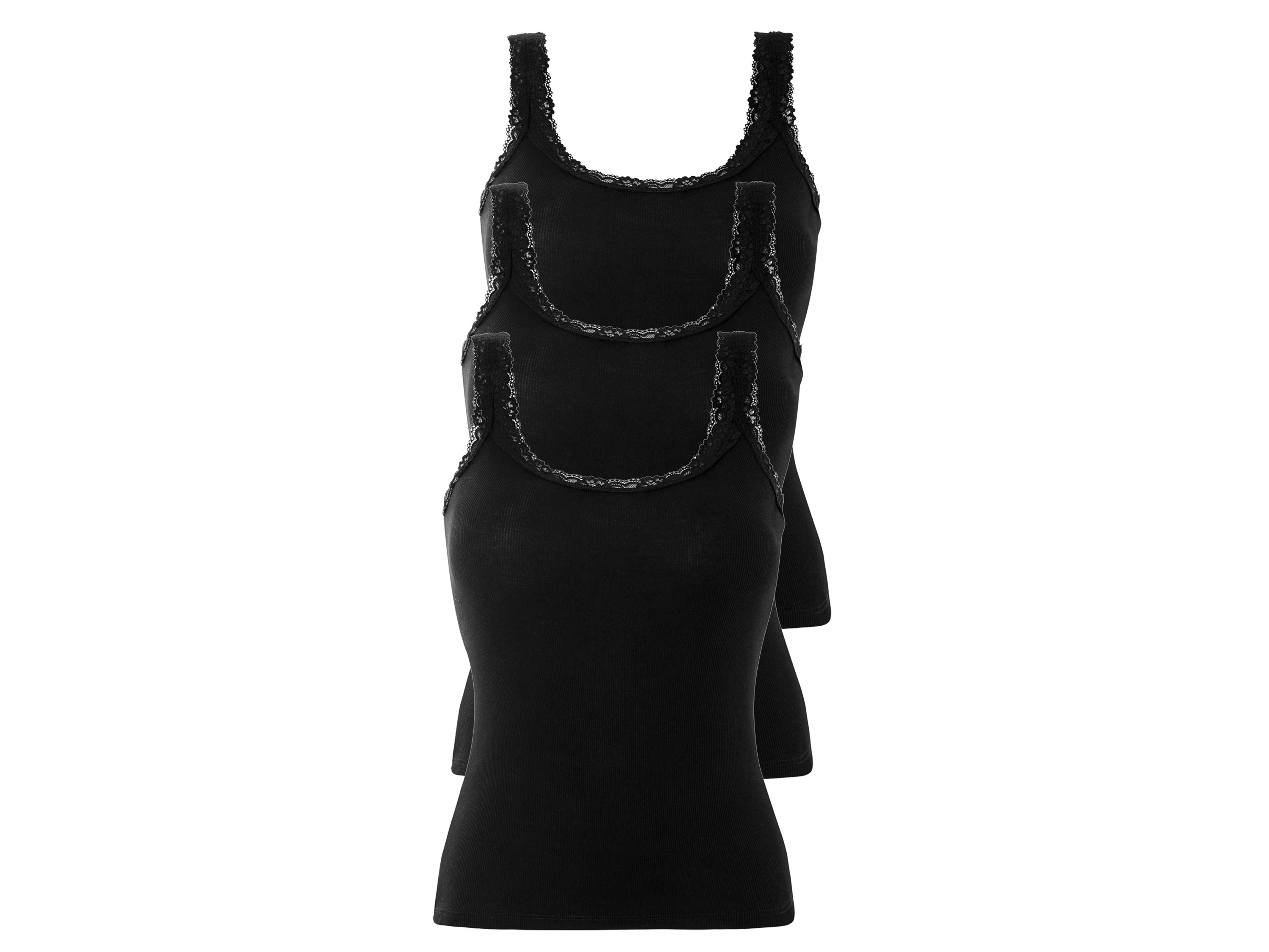 esmara® Lot de 3 débardeurs femme (S (34/36), noir)