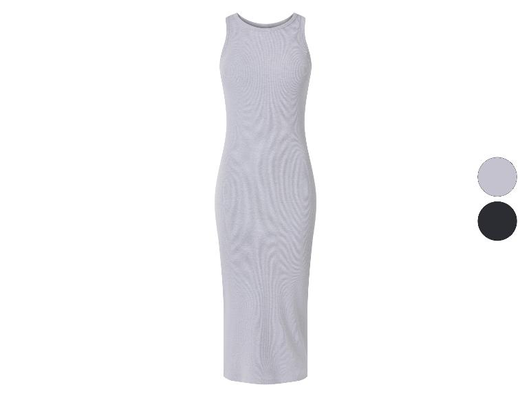 Robe midi côtelée sans manches en gris et noir