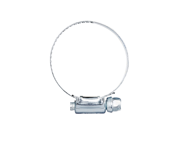Un collier de serrage métallique avec mécanisme à vis.