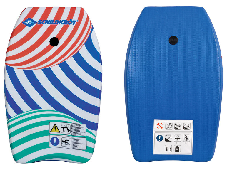 Deux bodyboards Schildkröt avec un design rayé.
