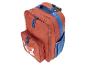 Sac à dos couleur terre cuite avec des détails bleus et un motif de renard.