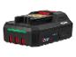 Batterie d'outil électrique noire et rouge de 2,0 Ah avec indicateur de charge vert.