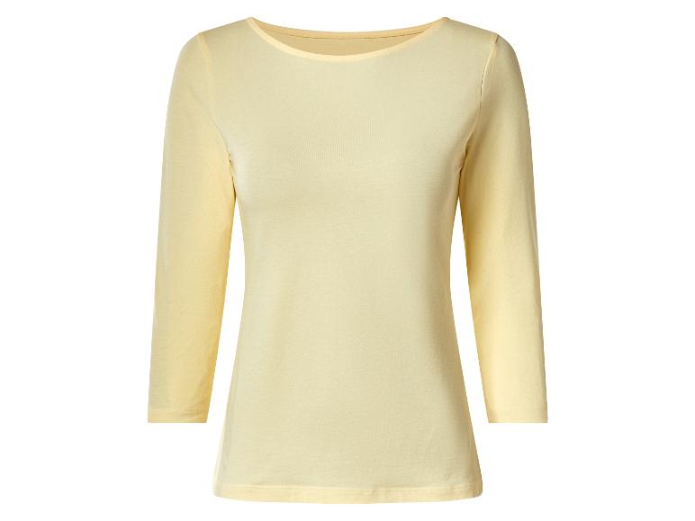 T-shirt jaune clair à manches longues pour femme avec encolure ronde