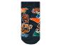 Des chaussettes bleu foncé avec des tigres et d'autres motifs.