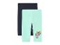 Lot de 2 leggings courts pour filles, un bleu marine et un menthe avec imprimé chiots