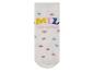 Des chaussettes blanches avec un motif coloré 'Smile every day'.