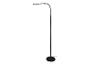 Lampadaire LED noir avec tête flexible et base ronde.