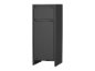 Une armoire de rangement étroite, gris foncé, avec deux compartiments.