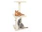 Deux chats sur un arbre à chat beige à plusieurs niveaux.