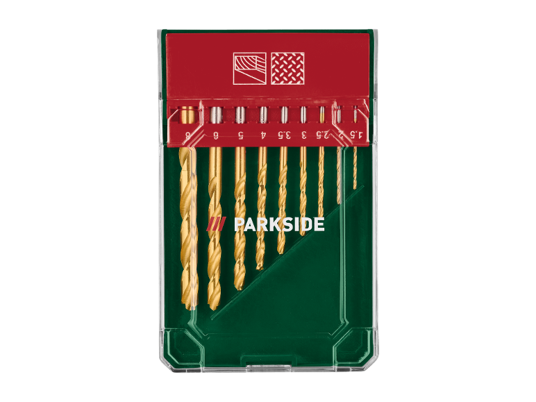 Jeu de forets Parkside dans un étui en plastique.