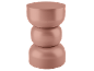 Table d'appoint or rose avec un design sculptural empilé.