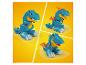 Jeu de construction Mega Bloks avec trois différents dinosaures bleus sur fond jaune