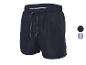 Short de bain homme bleu foncé avec cordon de serrage et taille élastique.