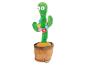 Jouet en peluche cactus vert avec un visage souriant et des fleurs colorées dans un pot marron.