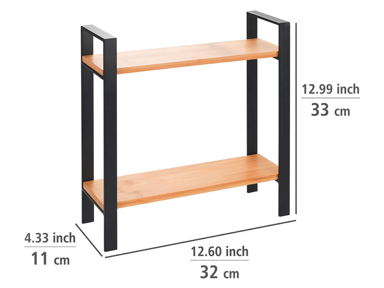 Une étagère en bois avec un cadre en métal noir, idéale pour ranger des objets.
