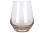 Un verre transparent avec un fond brun.