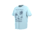 T-shirt bleu clair avec un imprimé graphique d'un surfeur, de palmiers et du texte 'RIDE THE WAVES CALIFORNIA PACIFIC VIBES'