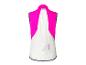 Gilet de course Crivit rose et blanc avec fermeture éclair arrière.