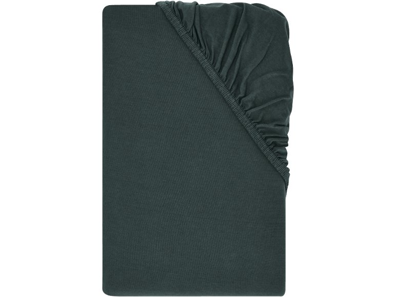 Drap-housse en jersey vert foncé.