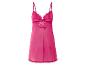 Une chemise de nuit rose avec des détails en dentelle.
