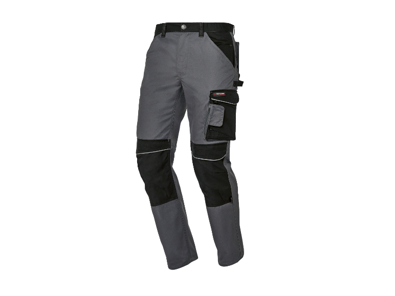 Pantalon de travail Parkside, gris et noir.