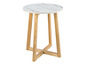 Table ronde avec plateau en marbre et pieds en bois