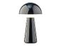 Une lampe de table noire avec un abat-jour rond