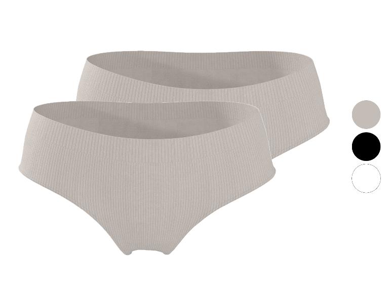 Lot de deux culottes côtelées en coton pour femme de couleur beige.