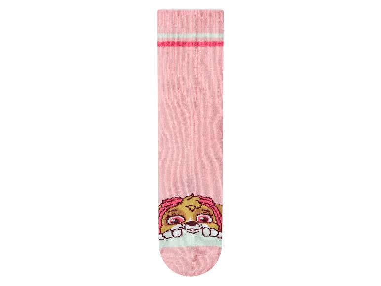 Chaussettes hautes roses à rayures avec personnage Pat' Patrouille Skye