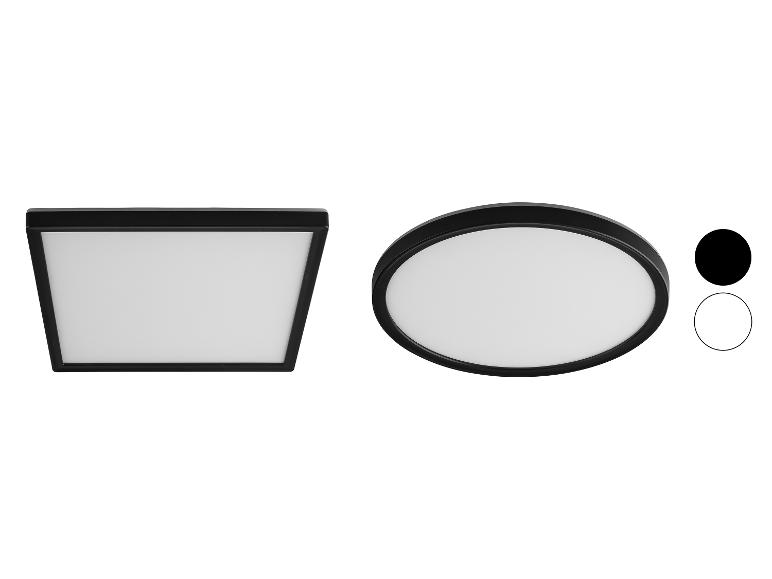 Plafonniers LED ronds et carrés avec finition noire.