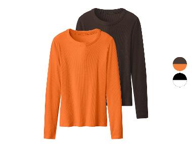 ESMARA® T-shirts manches longues côtelés pour femmes, 2 pièces.
