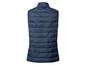 Une veste matelassée bleu marine sans manches.
