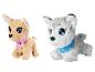 Deux chiots en peluche : un chihuahua et un husky.