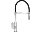 Robinet de cuisine chromé avec tuyau flexible noir