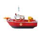 Bateau de pompier rouge en plastique jouet.