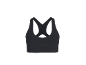 Soutien-gorge de sport noir avec bretelles croisées dans le dos.