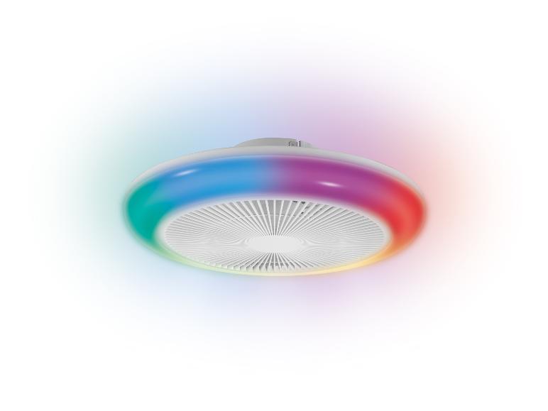 Plafonnier rond avec ventilateur intégré et éclairage LED coloré