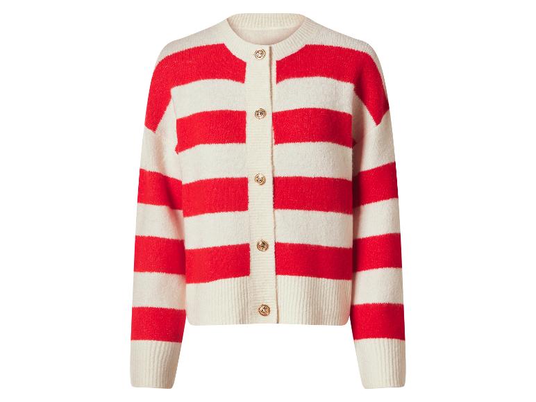 Cardigan rayé rouge et blanc avec boutons dorés
