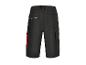 Shorts de travail noirs avec poches cargo et détails rouges.