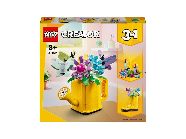 Ensemble LEGO Creator 3 en 1 avec pot de fleurs, papillon et oiseaux.